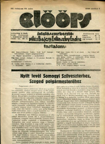 Elrs folyirat III. vf. 40. szm. 1930. oktber 4.
