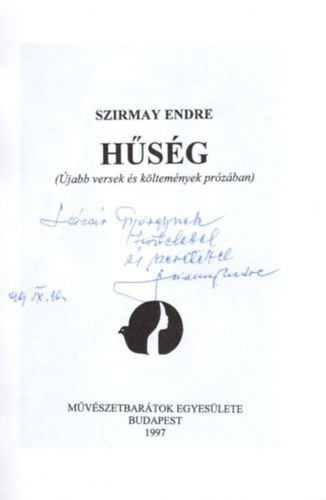 Szirmay Endre - Hsg - (jabb versek s kltemnyek przban) dediklt