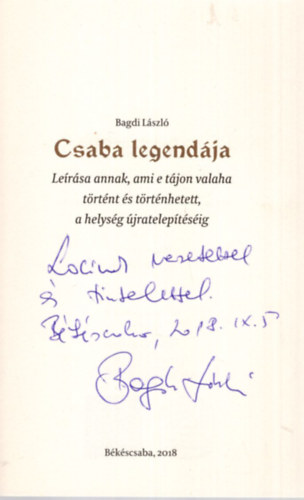 Bagdi L�szl� - Csaba legend�ja - Dedik�lt