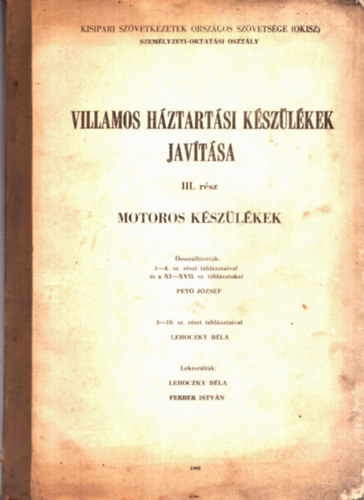 Pet� J�zsef - Villamos h�ztart�si k�sz�l�kek