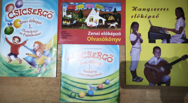 Horv�th Istv�nn� Smid Anna, Alm�ssy Tiborn� J�zsef Andr�sn�-Szmrecs�nyi Magda - 4db zenei el�k�pz� olvas�k�nyv �s munkaf�zet - Zenei el�k�pz�-Olvas�k�nyv, Csicserg�-Zenei el�k�pz� 1.-Munkaf�zet, zenei �r�sgyakorl�, Olvas�k�nyv �s foglalkoztat�, Hangszeres el�k�pz�