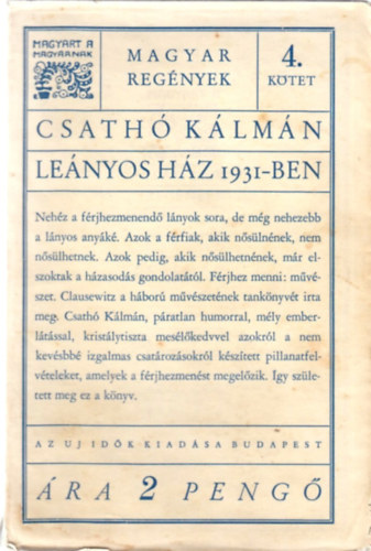 Csathó Kálmán - Leányos ház 1931-ben