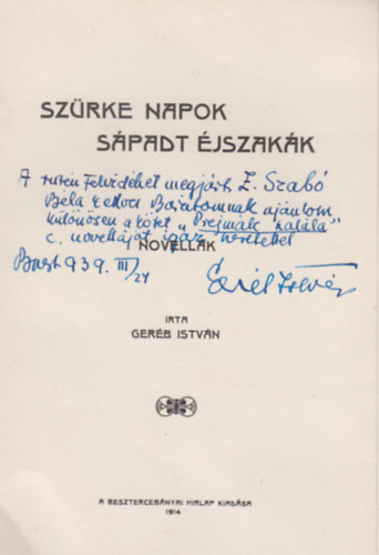 Geréb István - Szürke napok sápadt éjszakák