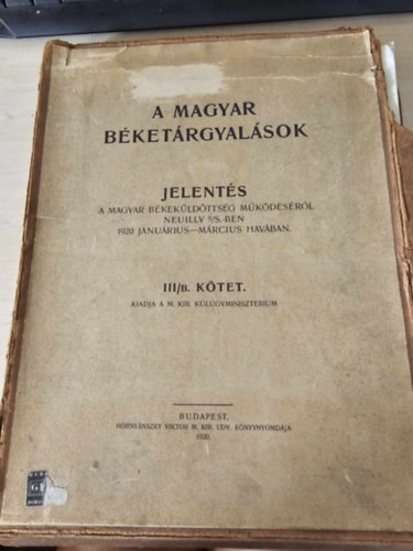Magyar b�ket�rgyal�sok III/b. k�tet (mell�kletek)