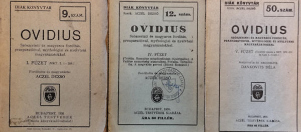 Aczl Dezs (szerk.) - Ovidius I., IV., V. fzet