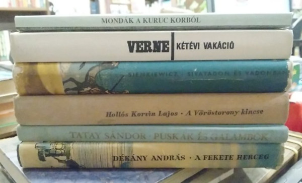 6 db-os K�NYVMENT� AJ�NLAT ifj�s�gi: Mond�k a kuruc korb�l+ K�t�vi vak�ci�+ Sivatagon �s vadonban+ A V�r�storony kincse+ Pusk�k �s galambok+ A fekete herceg