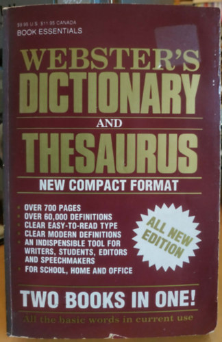 Webster's - Book Essentials: Webster's Dictionary + New Webster's Thesaurus - Dictionary Format of Synonyms & Antonyms