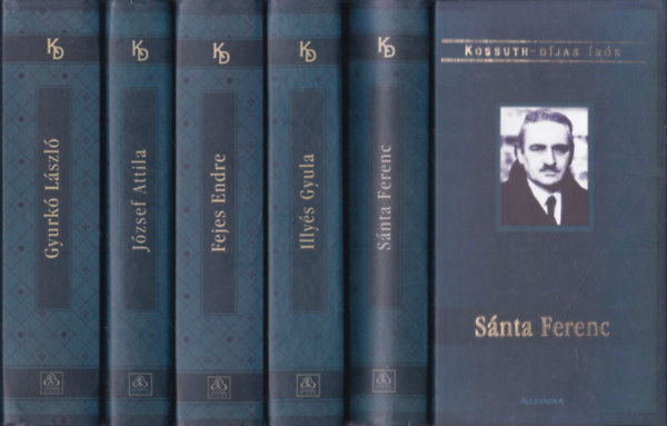 5 db knyv a Kossuth-Djas rk sorozatbl: Snta Ferenc + Illys Gyula + Fejes Endre + Jzsef Attila + Gyurk Lszl