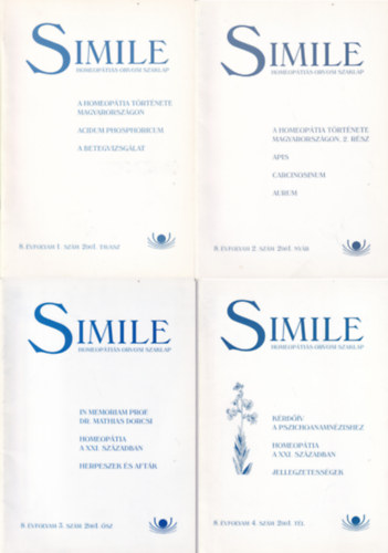 Simile - Homeop�ti�s Orvosi Szaklap - 2001. teljes 8. �vfolyam 1-4.