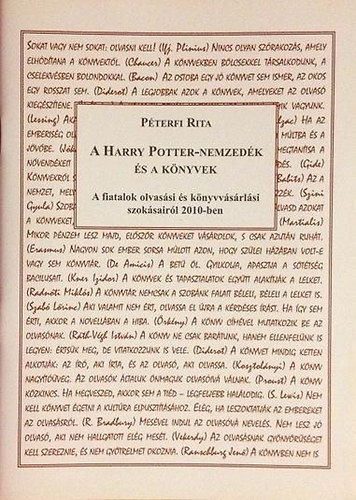 Pterfi Rita - A Harry Potter-nemzedk s a knyvek
