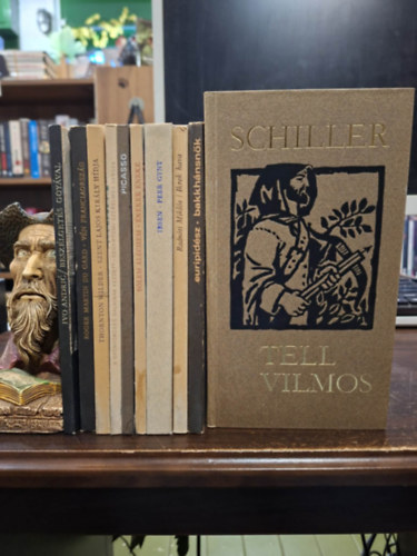 Ivo Andric, Roger Martin Du Gard, Thorton Wilder, S�lem �l�chem, Henrik Ibsen, Euripid�sz, Radn�ti Mikl�s Friedrich Schiller - 10 db-os Helikon k�nyvek K�NYVMENT� AJ�NLAT: Tell Vilmos, Besz�lget�s Goy�val, V�n Franciaorsz�g, Szent Lajos kir�ly h�dja, A gy�ny�r�s�g dalainak kezdete, �nekek �neke, Peer Gynt, Bakkh�nsn�k, Ikrek hava