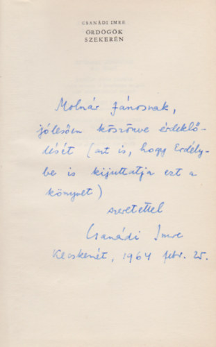 Csandi Imre - rdgk szekern (Versek 1938-1963) (Dediklt)