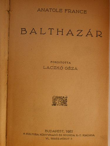 Anatole France - Balthazr