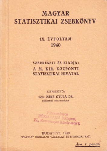 Magyar statisztikai zsebknyv 1940