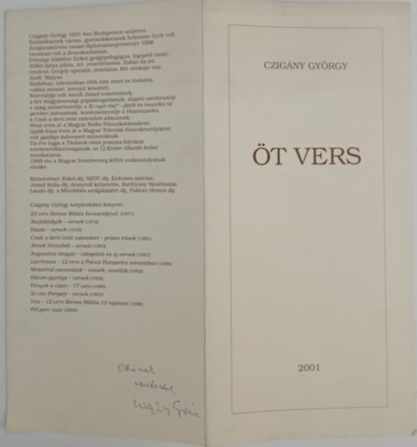 Czigány György - Öt vers