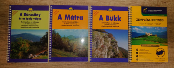 4 turistaatlasz �s �tik�nyv az �szaki-k�z�phegys�gbe kir�ndul�st tervez�knek: A B�rzs�ny �s az Ipoly v�lgye, A M�tra, A B�kk, Zempl�ni-hegys�g