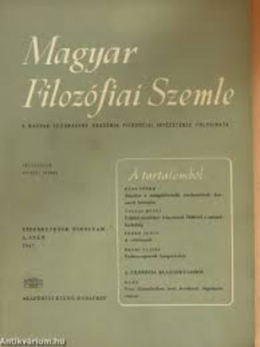 Szigeti József - Magyar Filozófiai Szemle