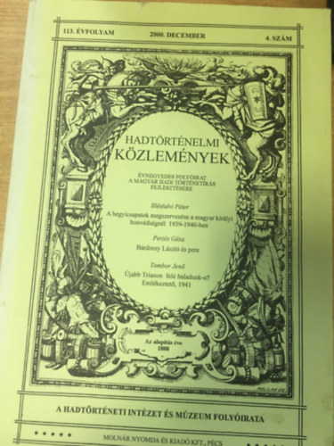 Hadtörténelmi közlemények - 113. évfolyam 4. szám