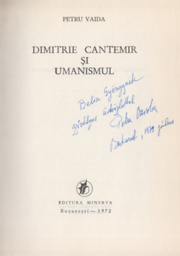 Petru Vaida - Dimitrie Cantemir si umanismul (Dediklt)