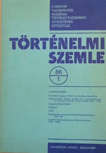 Rnki Gyrgy  (szerk.) - Trtnelmi Szemle 86/1