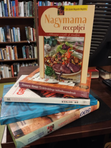 Nemere Ilona, Dr. Oetker, Dr. Elizabeta Monarov, Horv�th Ildik� -Szab� S�ndorn� T�th G�z�n� Mogyor�si Magdolna - Szak�csk�nyv csomag 5 darabos K�NYVMENT� AJ�NLAT: Nagymama receptjei (ahogy csak � tudja), Szak�csk�nyv k�tbalkezeseknek, Dr. Oetker - Grillez�s, F�zz�nk a Zepterrel , 500 kedvenc recept