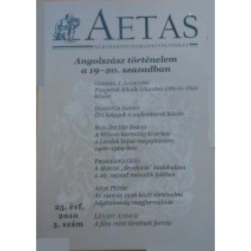 Vajda Zoltn  (szerk.) - Aetas Trtnettudomnyi folyirat 2010/3