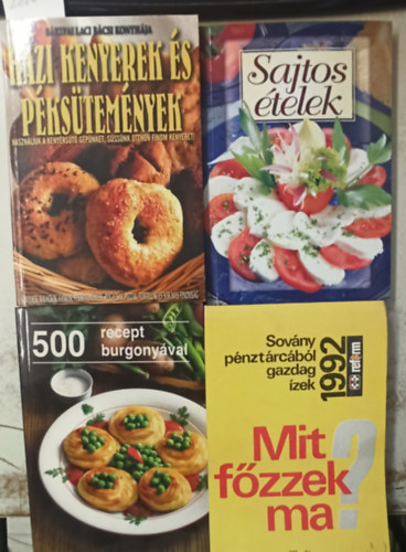 Verhczki Istvn, Bobrov L.-Tyerehina L., Nyregyhza Brtfai Laci bcsi - 4 db Szakcsknyv: Hzi kenyerek s pkstemnyek +Sajtos telek +500 recept burgonyval +Mit fzzek ma?