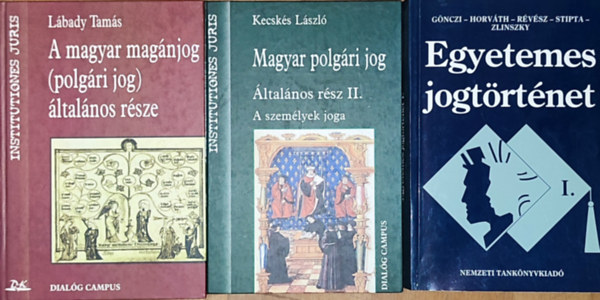 Lábady Tamás, Kecskés László Gönczi-Horváth-Stipta-Zlinszky - 3db joggal kapcsolatos könyv - Gönczi-Horváth-Révész-Stipta-Zilinszky-Egyetemes jogtörténet I., Lábady Tamás-A magyar magánjog (polgári jog) általános része, Kecskés László-Magyar polgári jog-Általános rész II.-A személyek joga