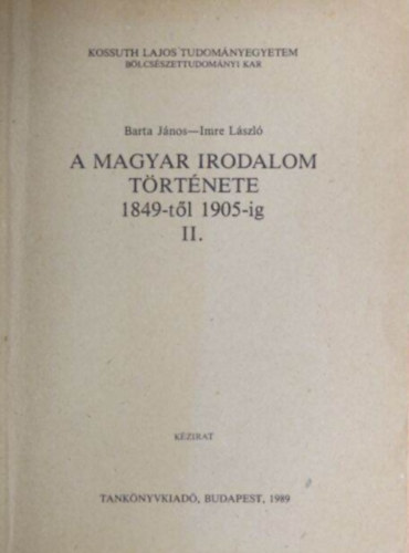 Imre L�szl� Barta J�nos - A magyar irodalom t�rt�nete 1849-t�l 1905-ig II.