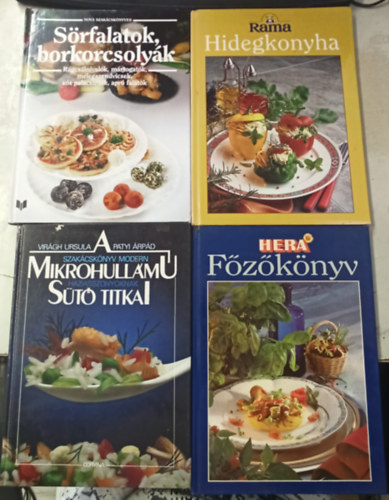 Több szerző - 4 db szakács: Főzőkönyv +Mikrohullámú háziasszonyoknak sütő titkai +Sörfalatok borkorcsolyák +Rama-hidegkonyha