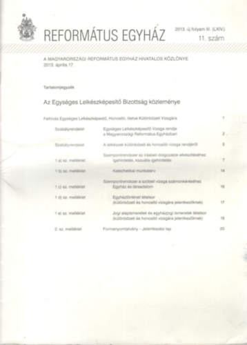 Református egyház 2013. új folyam 111. szám