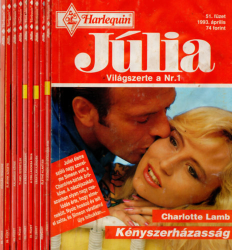 ismeretlen - 10 db  Jlia magazin 51-60.fzet  ( Knyszerhzassg+Klns jtkszablyok+leth alakts+Vratlan ajndk+A csillagokba rva+A vgy fogsgban +Ti amo: szeretlek+Kalandos kpek+lmaink szigete+Rzsk tengere.)