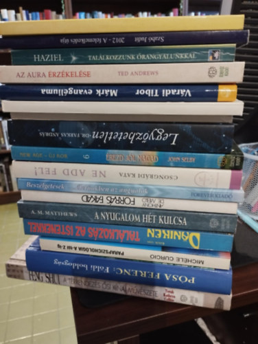 Silva, J.-Stone, R., Ted Andrews, Haziel, Váradi Tibor, Aranyi Lászlóné, Terah Kathryn Collins, Schmidtné Dr. Holló Erzsébet, Dr. Farkas András, John Selby, Csongrádi Kata, Mark Szabó Judit - Ezétéria könyvcsomag 16 darabos KÖNYVMENTŐ AJÁNLAT: 2012 - A felemelkedés útja, Az aura érzékelése , Találkozzunk őrangyalunkkal, Márk evangéliuma a szellemtudomány fényében, Gyógyító nemeskövek ,