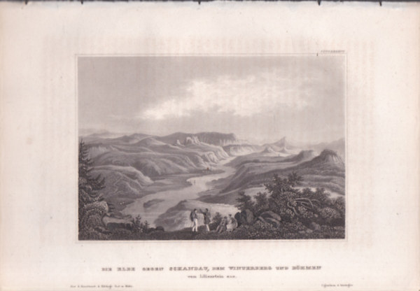 Die Elbe gegen Schandau, dem Winterberg und B�hmen (Az Elba Schandau, Winterberg �s Csehorsz�g k�z�tt, N�metorsz�g, Eur�pa) (16x23,5 cm m�ret� eredeti ac�lmetszet, 1856-b�l)