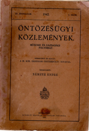 N�meth Endre - �nt�z�s�gyi K�zlem�nyek - M�szaki �s gazdas�gi foly�irat 1942.1. sz.