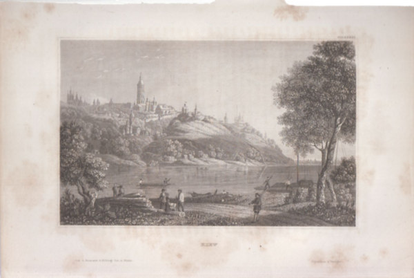 Kiew (Kijew, Ukrajna fővárosa, Európa) (16x23,5 cm méretű eredeti acélmetszet, 1856-ból)