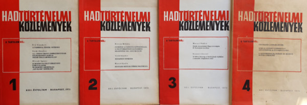 Balázs József (szerk.) - Hadtörténelmi Közlemények 1975. XXII. évfolyam 1-4. teljes évfolyam
