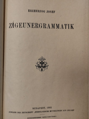 Josef Erzherzog - Zigeunergrammatik