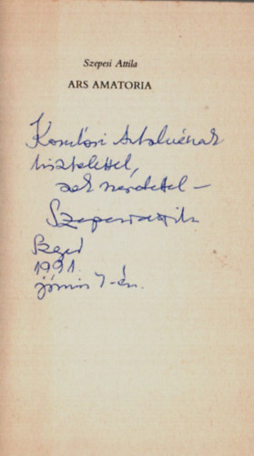 Szepesi Attila - ARS AMATORIA. - Dedik�lt