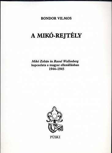 Bondor Vilmos - A Mik-rejtly