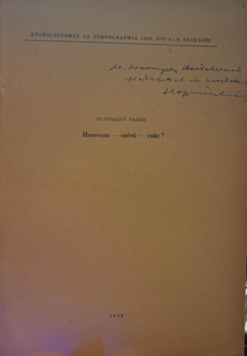 Hoffmann Tam�s - Horreum-sz�r�-cs�r? K�l�nlenyomat