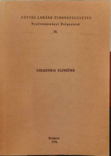 Nagy Ferenc \ (szerk.) - Nyelvtudom�nyi dolgozatok18. Statisztikai elemz�sek