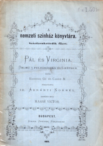 Barbier J.-Carr M. - Pl s Virginia : dalm 3 felvonsban s 6 kpben