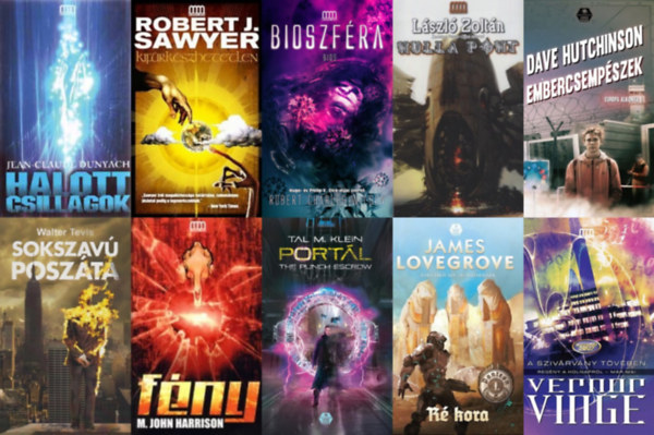 James Lovegrove, Tal M. Klein, L�szl� Zolt�n, Dave Hutchinson, Walter Tevis, M. John Harrison, Jean-Claude Dunyach, Robert Charles Wilson, Robert J. Sawyer Vernor Vinge - 10 db sci-fi reg�ny: A sziv�rv�ny t�v�ben + R� kora + Port�l + Nulla Pont + Embercsemp�szek + Sokszav� Posz�ta + F�ny +  Halott csillagok + Bioszf�ra + Kif�rk�szhetetlen