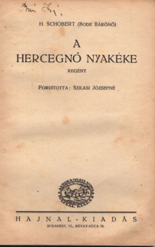 H. Schobert - A hercegn nyakke