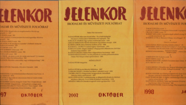 Csuhai Istv�n - 3 db Jelenkor Irodalmi �s M�v�szeti Foly�irat 1998/janu�r, 2002/okt�ber, 1997/okt�ber.