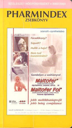 Pharmindex zsebk�nyv - Sz�l�szet- N�gy�gy�szat 2002/ 2003