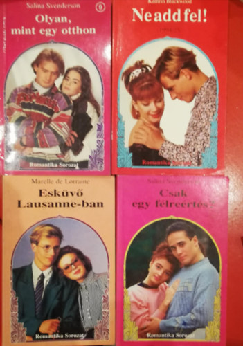 Romantika Sorozat 4 kötet Salina Svenderson: Csak egy félreértés? Marelle de Lorraine: Esküvő Lausanne-ban Kathrin Blackwood: Ne add fel! Salina Svenderson: Olyan, mint egy otthon