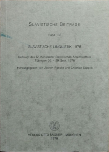 Jochen Raecke - Christian Sappok  (Hrsg.) - Slavistische Linguistik 1978