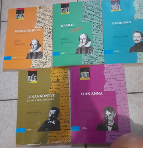 Gher Istvn, Fabiny Tibor, Kernyi Ferenc, Melczer Tibor Veres Andrs - 5 db Matra Klasszikusok Kiadvny: Kosztolnyi:des Anna, Shakespeare:Rme s Jlia, Hamlet, Katona Jzsef:Bnk Bn, Babits:Jns knyve s ms kltemnyek